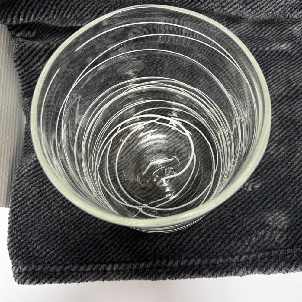 Blown Glass Clear Vase With White Modern‎ Design 5.75